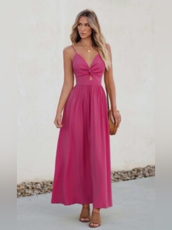 Cupshe Dresses & Skirts - Twist & Keyhole Maxi Dress PINK Size LARGE NWT!